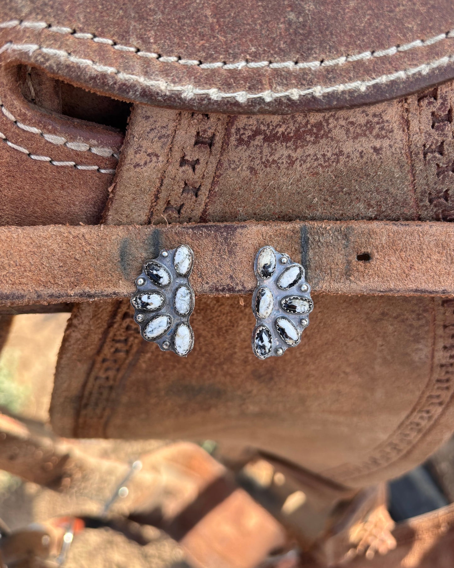 White Buffalo Half Cluster Studs